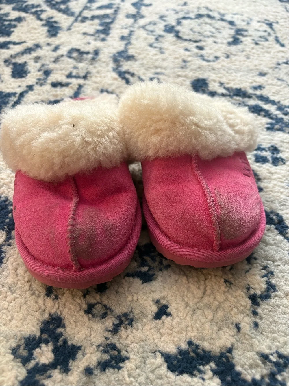 UGG Pink Suede Shearling Slip-On Clogs